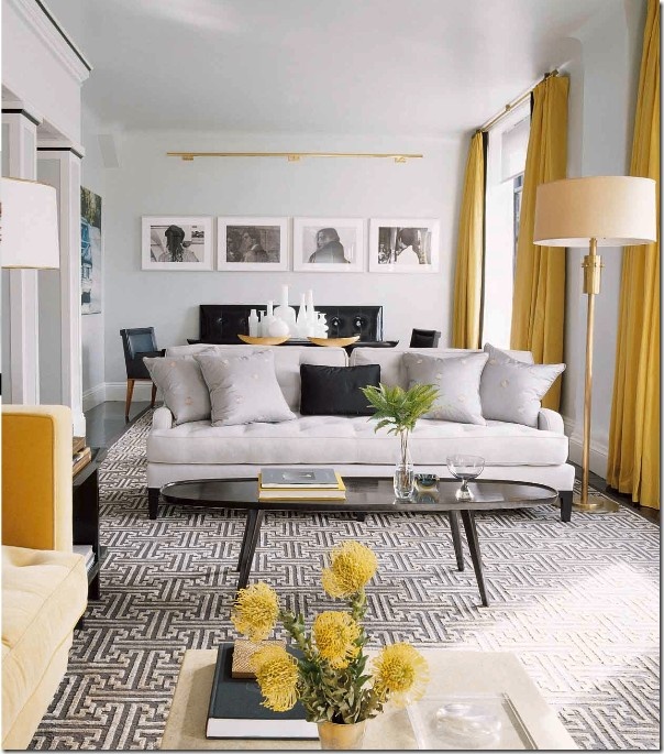 contemporary vintage living  room  grey  and yellow  just 