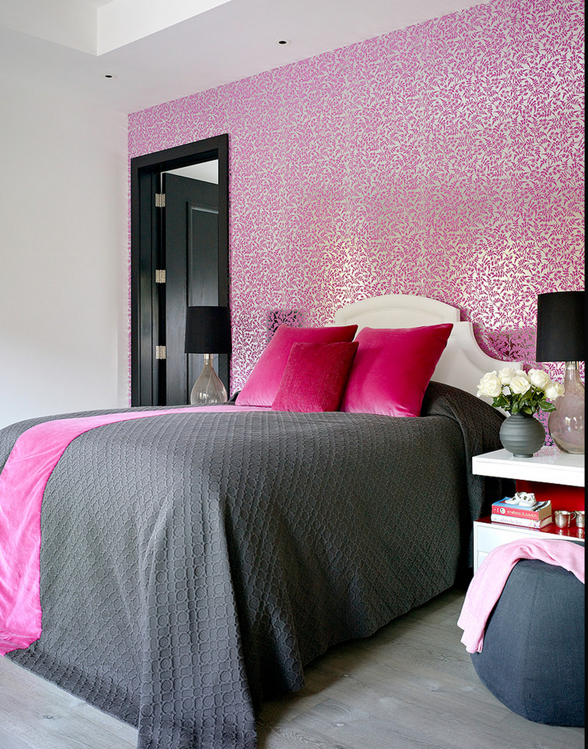 gray pink modern bedroom  just decorate!